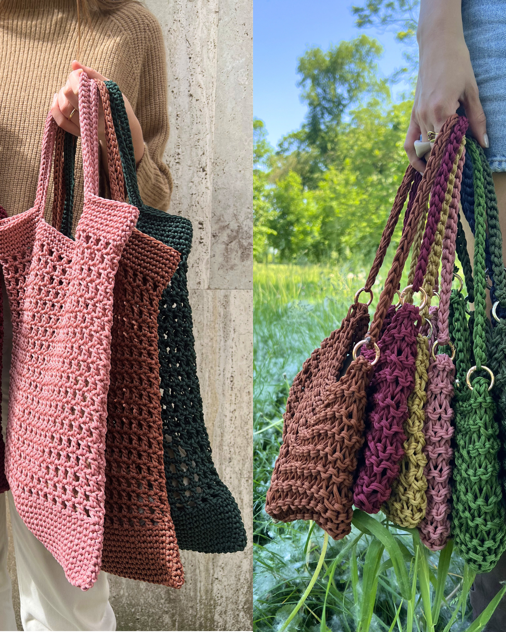 Borsa Tella + Borsa Olly - Pattern Uncinetto e Maglia in tondo (PDF)